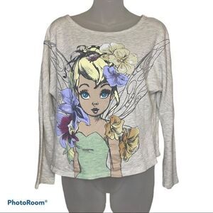 Disney Tink Graphic Long Sleeve Sweater Crop Top Size Large